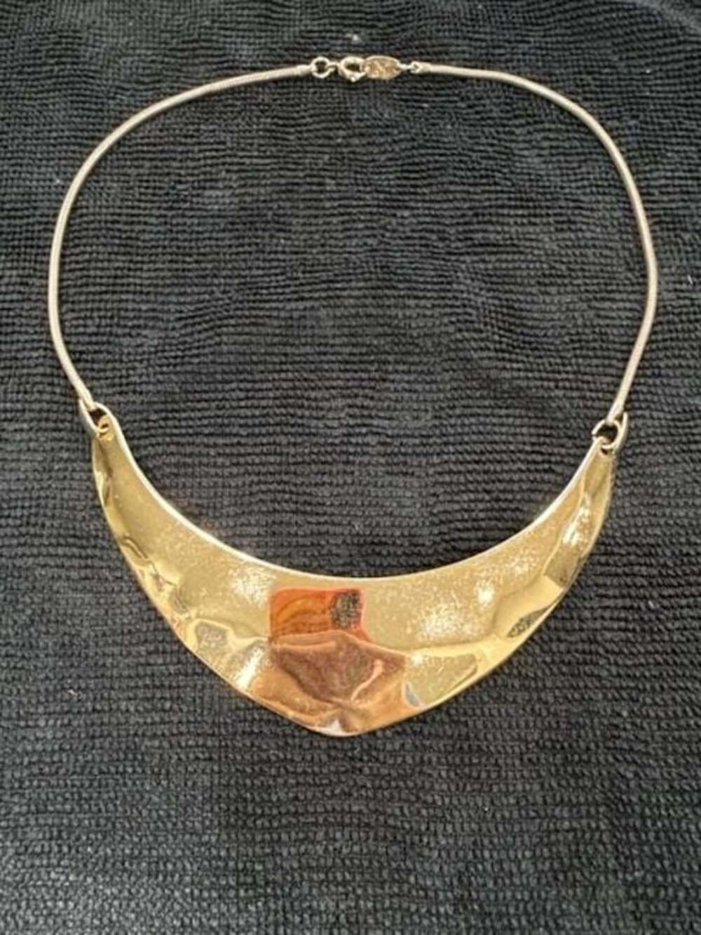 Vintage 1980s Napier Modernist Crescent Bib Collar Necklace Wedding Guest